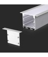 2m hvidt aluminiumsprofil til indbygning - 2000x50x35mm, inkl. cover