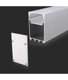 2m Alu profil til LED strips, hvid - 50x75mm, mælkehvidt cover, overflademontering
