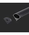 Monteringssæt med diffuser til LED-strip - 2000x15,8x15,8mm, Sort