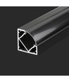 Monteringssæt - Diffuser til LED-stribe, 2000x19x19mm, Sort