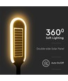 5W LED havelampe med solcelle og sensor - IP65, 70cm højde, spyd/fod, 4000K, sort/hvid, 360 grader lysudbytte