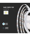 120 LED strip lys 8W/m - 6500K, IP20, 24V, Dobbelt PCB, 10m/rulle