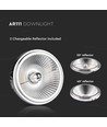 AR111 LED udskiftelig reflektor spotlys 20W - 6400K, 40°/20°, sølv