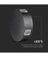 3W Ø15cm rund LED væglampe - IP65, sort, 3000K, udendørs, inkl. lyskilde