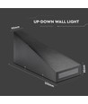 6W Sort væglampe med op/ned lys - IP65, aluminium, 3000K, inkl. lyskilde
