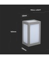 12W LED væglampe, IP65 - Grå, 1250lm, 3000K, udendørs, firkantet