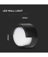 7W Ø16cm LED væglampe - IP65, sort, rund, varm hvid, inde / ude, inkl. lyskilde
