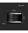 10W LED væglampe med op/ned lys - IP54 udendørs, sort, 4000K, Bridgelux chip, inkl. lyskilde