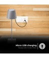 SKU5052 Skrivebordslampe 3W - Genopladelig, LED, Berøringsdæmpbar, 3000K, Grå, hus