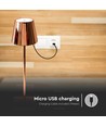 3W genopladelig LED bordlampe, guld - Touch dæmpbar, 3000K, 4000mAh batteri, 5V USB