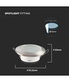 GU10 indbygningsspot - Satin nikkel, rund, IP44, hul: Ø7,0 cm, mål: Ø9,2 cm