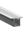 2m indbygningsprofil til LED strips - Sølv, inkl. mælkehvidt cover, aluminium