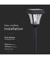 2W LED solcelle havelampe med spyd - Sort, 3-i-1 CCT, bevægelsessensor, IP65, højde 93cm, aluminium