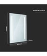 35W LED spejl med lys, 70x50cm - Rektangulær, krom finish, 6400K, hvid kant