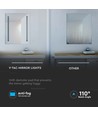 35W LED spejl med lys, 70x50cm - Rektangulær, krom finish, 6400K, hvid kant