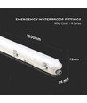 120cm 36W vandtæt komplet LED armatur med nødlys - Samsung LED chip, 120lm/W, IP65, 6500K, 3 timers batteridrift