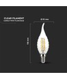 E14 4W LED filament kronepære med svaj - 3000K, varm hvid, erstat 35W