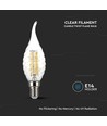 E14 4W LED filament kronepære med svaj - 3000K, varm hvid, erstat 35W
