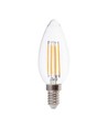 E14 4W LED kertepære filament - 400lm, 6500K, klar glas, 300° lysspredning