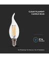 E14 4W LED kertepære med flamme - Filament, 400lm, 6500K, Samsung LED chip