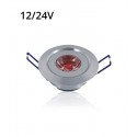 Outlet: LEDlife 1W indbygningsspot med rødt lys - Hul: Ø4,4 cm, Mål: Ø5,2 cm, 2,2 cm høj, dæmpbar, 12V/24V