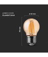 E27 4W LED kronepære - G45, Kultråd, 2200K, Ravfarvet