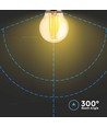 V-Tac LED 4W Ravfarvet kronepære E27 - G45, kultråd, 2200K