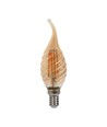 E14 4W Filament LED kronepære - Candle tip, amber glas, 2200K, Ø3,5cm