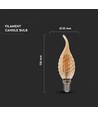 E14 4W Filament LED kronepære - Candle tip, amber glas, 2200K, Ø3,5cm