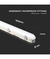 150cm 48W vandtæt komplet LED armatur med nødlys - IP65, 120lm/W, Samsung LED chip, 3 timers batteridrift
