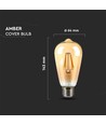 E27 8W LED pære - ST64, kultråd, rav farvet glas, ekstra varm 2200K