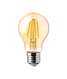 E27 12W LED pære - A60, kultråd, rav farvet glas, ekstra varm 2200K