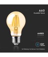 E27 12W LED pære - A60, kultråd, rav farvet glas, ekstra varm 2200K