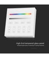 4 Zone RGB+W WiFi vægpanel fjernbetjening, 3V - 86x86mm, hvid, 4 zoner, dæmpbar, RF 2.4GHz