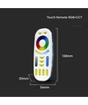 Touch fjernbetjening til RGB+CCT LED strips - 4 zoner, hvid, touch kontrol