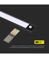 2W LED skabslampe med PIR sensor, sort - 5V, USB genopladelig, 40cm, 3000K, bevægelsessensor
