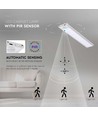 40cm 2W LED skabslampe med PIR sensor, 5V - Sølv, 2200mA batteri, IP20, 4000K