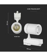 35W 3-faset skinnespot - 24 grader, 6400K, hvid, COB LED, 4-leder tracklight