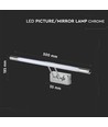 8W LED billede/spejllampe, krom - 50cm, vipbar, 3000K/4000K, inkl. lyskilde