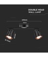 12W LED væglampe - Sort, 3000K