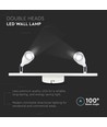 9W dobbelt LED væglampe - 3000K, hvid