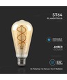 E27 5W dæmpbar LED pære - ST64, kultråd, rav farvet glas, ekstra varm 1800K