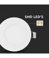 3W LED Panellys - med EMC driver, 6400K, rundt.