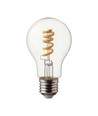 E27 4W LED spiral filament pære - GLS, klar glas, 300lm, varm hvid, erstatter 28W