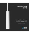 GU10 pendel spotlight, hvid - Ø6x30cm, aluminium, uden lyskilde, IP20 indendørs