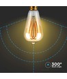 E27 5W ST64 long filament LED pære - Amber glas, 1800K, 300lm, 300° spredning