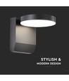 17W Rund LED væglampe - 2480lm, IP65, sort, 4000K, udendørs facadebelysning
