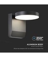 17W Rund LED væglampe - 2480lm, IP65, sort, 4000K, udendørs facadebelysning