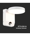 17W LED væglampe med sensor, rund - IP65, hvid, PIR bevægelsessensor, 2480lm, udendørs/indendørs
