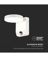 17W Rund LED væglampe med sensor - IP65, 2480lm, hvid, PIR bevægelsessensor, 4000K